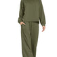 Zenana Scuba Crewneck Sweatshirt and Pants Set DK OLIVE Outfit Sets