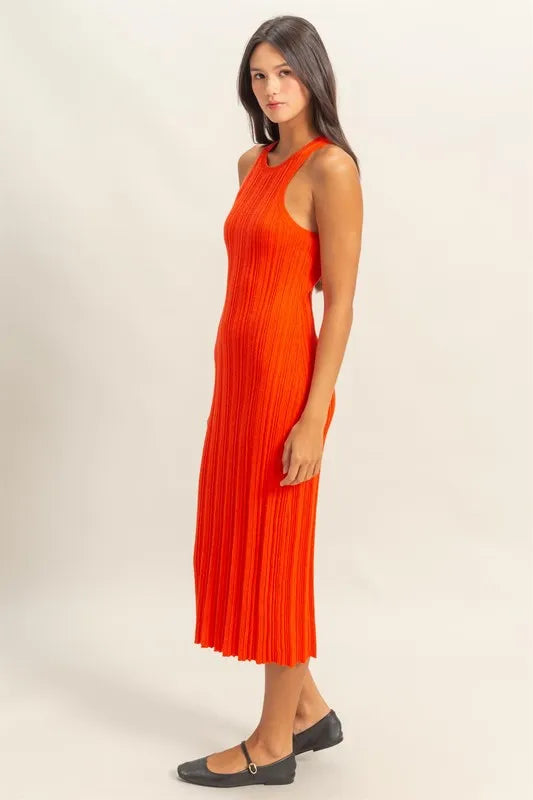 HYFVE Round Neck Bodycon Ribbed Knit Dress Midi Dresses
