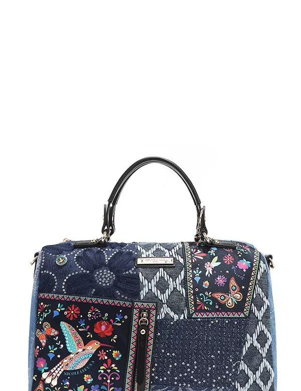 Bosque De Amor Denim Boston Bag | Handbags Daverri Fashions