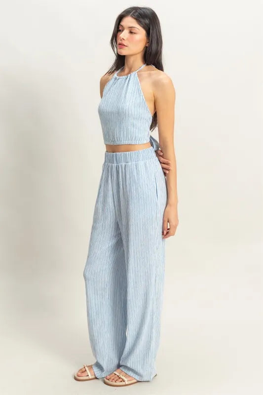 HYFVE Striped Halter Neck Top and Pants Set