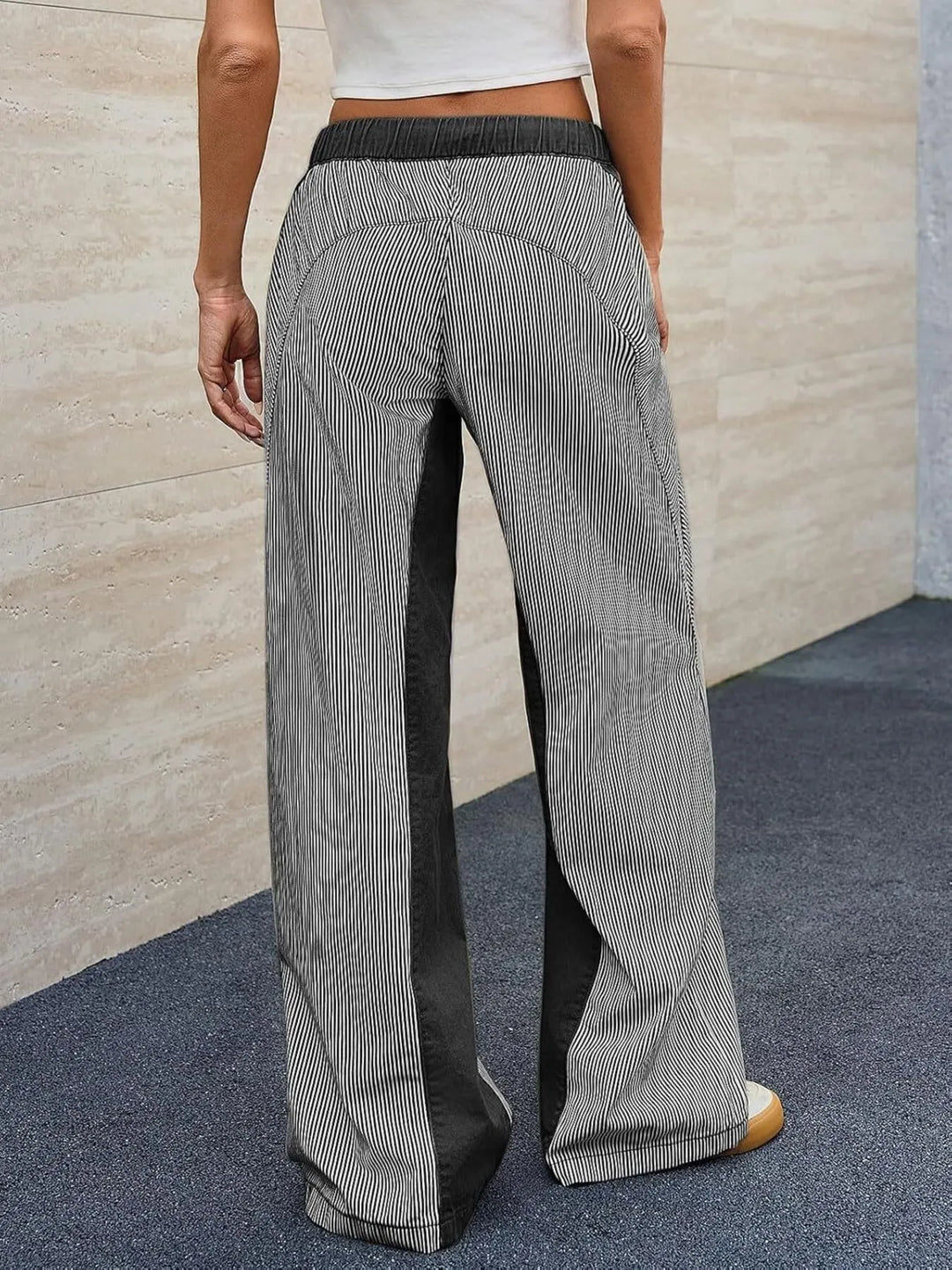 Striped Wide Leg Jeans | Pants Daverri Fashions
