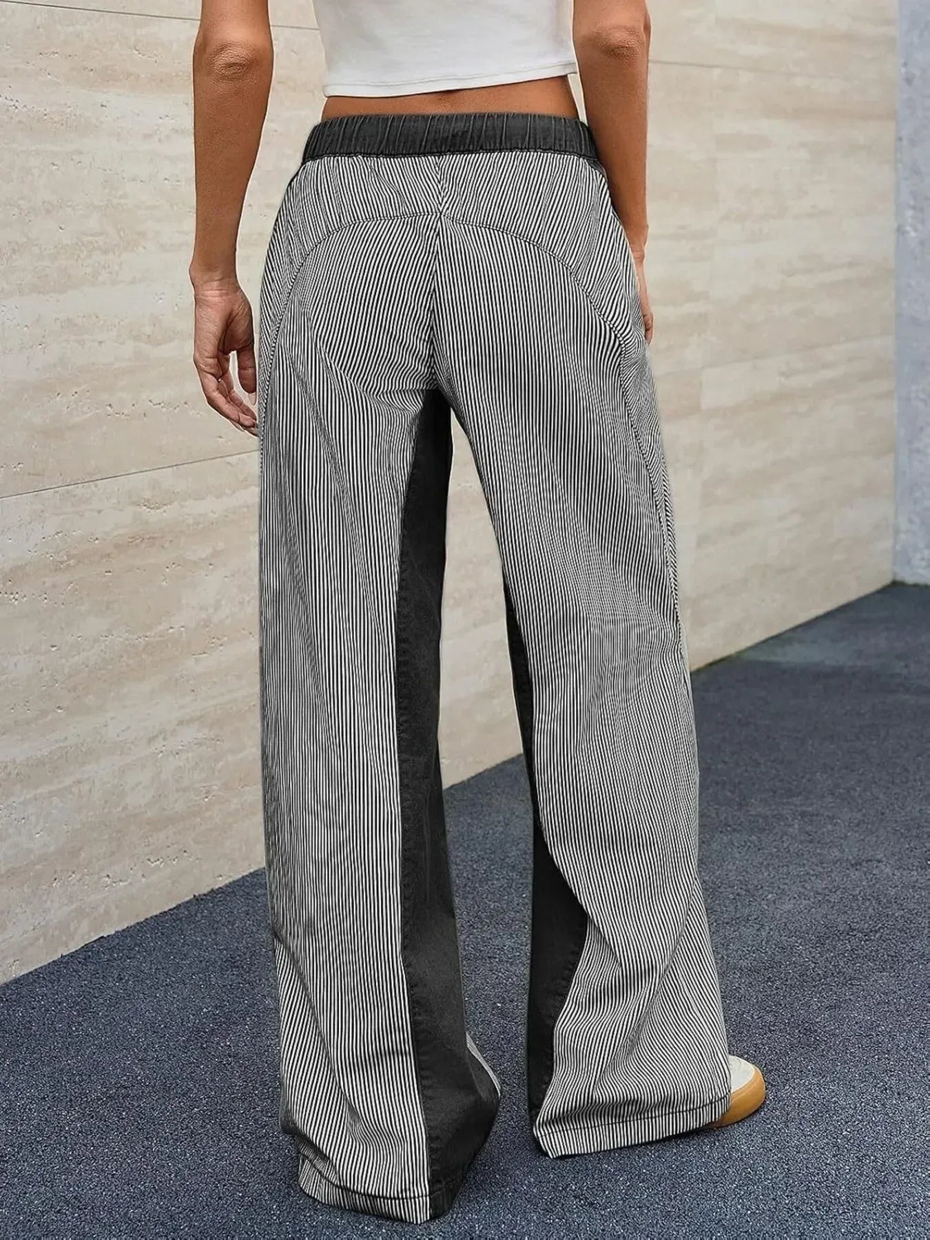 Striped Wide Leg Jeans - DAVERRI FASHIONS
