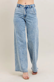 LT 18W Judy Blue Full Size High Waist Wide Leg Jeans with Skewed Inseam Plus Size | Jeans Daverri Fashions