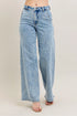 Judy Blue Full Size High Waist Wide Leg Jeans with Skewed Inseam Plus Size - DAVERRI FASHIONS