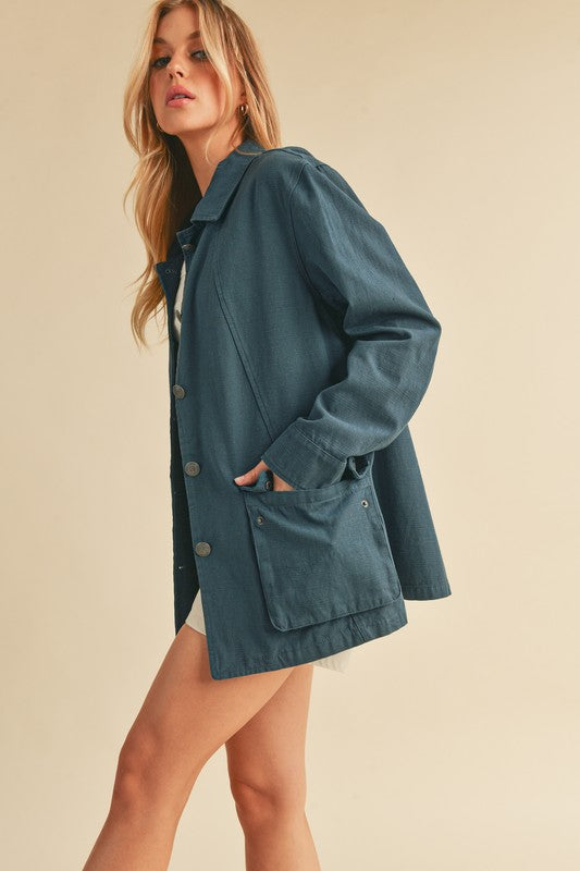 Aemi + Co Seam Detail Button Up Jacket with Pockets