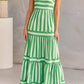 Daverri green white striped tiered maxi cami dress on woman