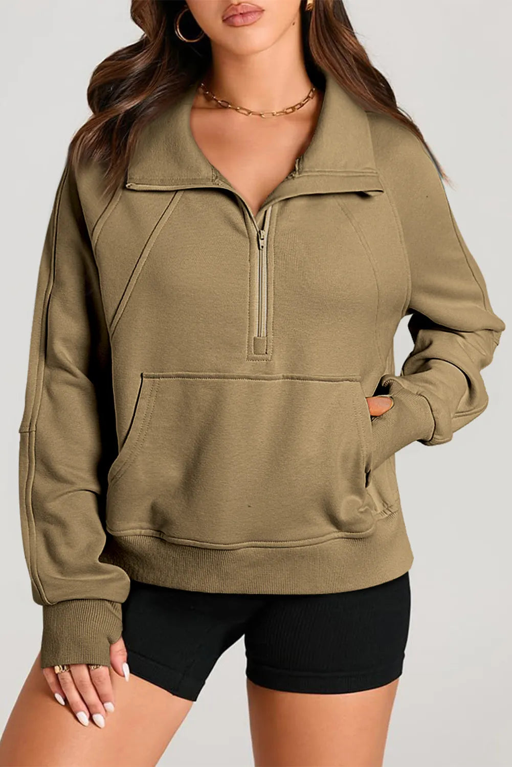 Half Zip Long Sleeve Sweatshirt | Sweatshirts Daverri Fashions