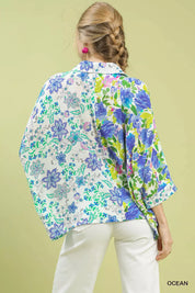 Umgee Mixed Floral Oversized Button Down Shirt | Daverri Fashions