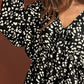 Leopard Woven Tied Spaghetti V Neck Long Sleeve Top - DAVERRI FASHIONS