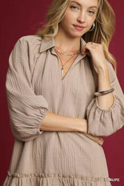 Umgee V-Neck Tiered Mini Dress | Daverri Fashions