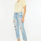 Kancan Mid Rise Distressed Boyfriend Jeans - DAVERRI FASHIONS