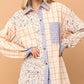 And The Why Floral and Plaid Color Block Shirts with Pocket PEACH M