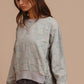 BiBi Mineral Washed Checkered Round Neck Denim Top - DAVERRI FASHIONS