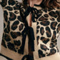 Leopard Print Bow-Tie Front Cropped Cardigan - DAVERRI FASHIONS