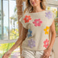 BiBi Multi Jeweled Crochet Flower Patch Sweater Vest Sweaters