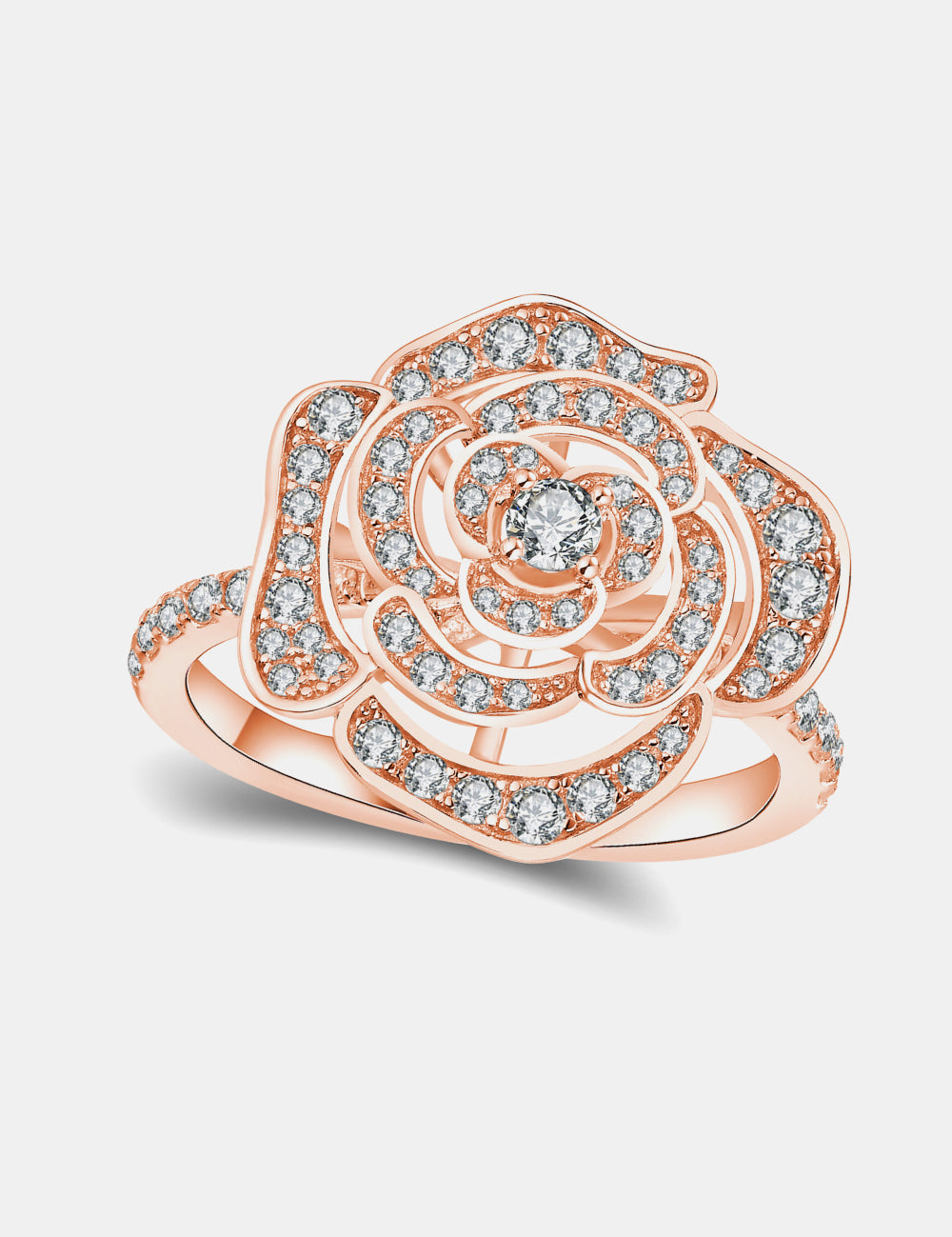 Rose Gold Moissanite Flower Shape Ring | Rings Daverri Fashions