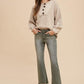 Annie Wear Half Button Ribbed Hem Sweater Sweaters