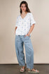 VERY J Flower Embroidered Woven Blouse White