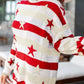 Daverri Stars and Stripes long sleeve sweater in red cream stripes with stars