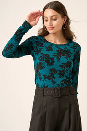 Mittoshop Flower Print Long Sleeve Knit Top | Tops Daverri Fashions