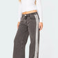 Side Striped Loose Fit Jeans - DAVERRI FASHIONS