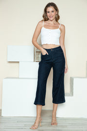 Judy Blue Full Size Side Seam Braid Detail Crop Wide Leg Jeans | Jeans Daverri Fashions