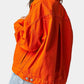 Button Up Long Sleeve Denim Jacket Orange - DAVERRI FASHIONS