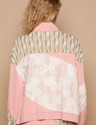 POL Applique Patchwork Zip Up Jacket