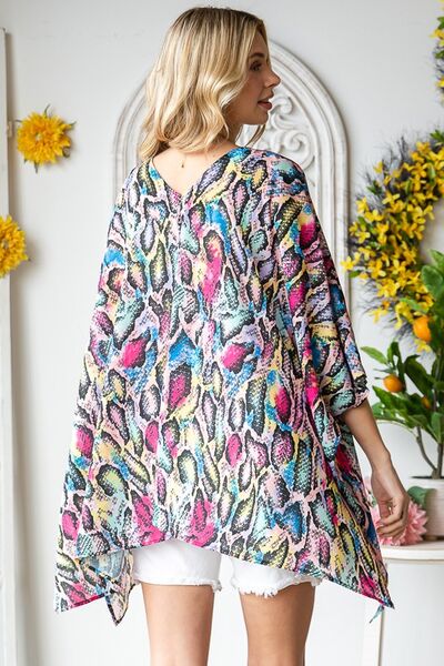 Heimish Full Size Multi Color Snake Open Cardigan Plus Size