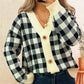 Plaid Button-Down Cardigan - DAVERRI FASHIONS