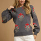 Umgee Single Flower Stem Jacquard Sweater - DAVERRI FASHIONS