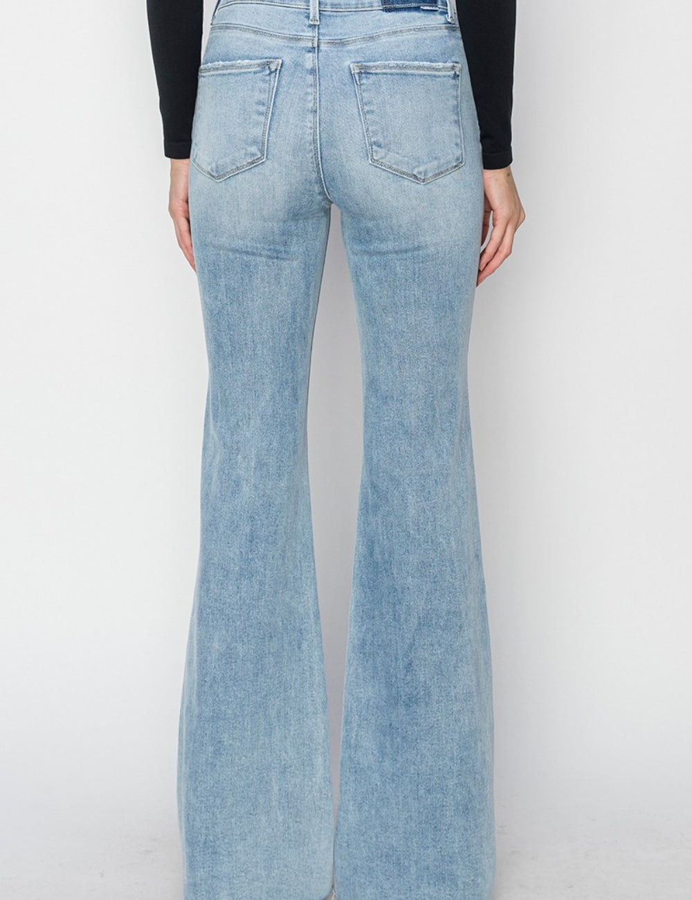 RISEN Full Size High Rise Raw Cut Hem Bootcut Jeans