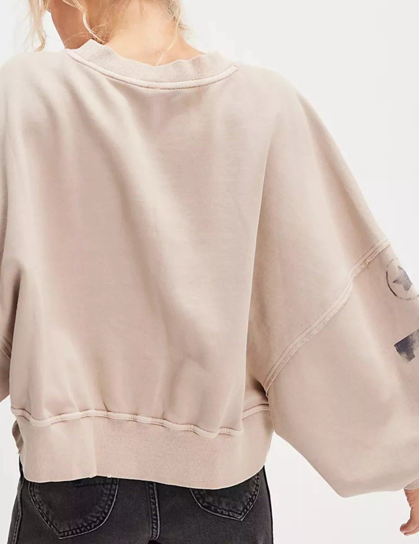 Printed Round Neck Dropped Shoulder Sweatshirt | Sweatshirts Daverri Fashions