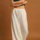 Daverri Fashions Drawstring Wide Leg Pants Beige - DAVERRI FASHIONS