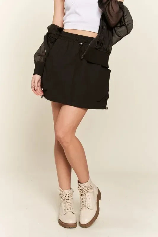 ADORA Drawstring Skort with Pockets - DAVERRI FASHIONS