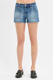 RISEN Low Rise Patched Pocket Shorts | Shorts Daverri Fashions
