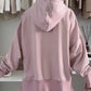 Dusty pink striped thumbhole hoodie with side slits and drop shoulders