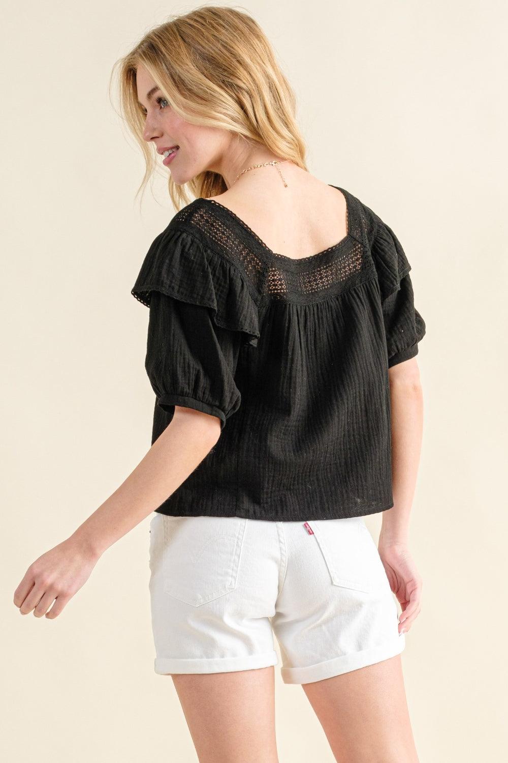And The Why Square Neck Ruffled Blouse | Blouses Daverri Fashions