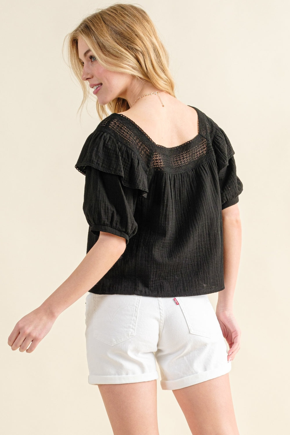 And The Why Square Neck Ruffled Blouse Blouses