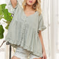ADORA Button Down Ruffled Babydoll Blouse - DAVERRI FASHIONS