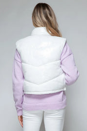 Snobbish Zip Up Turtleneck Shiny Quilted Vest | Vest Jackets Daverri Fashions