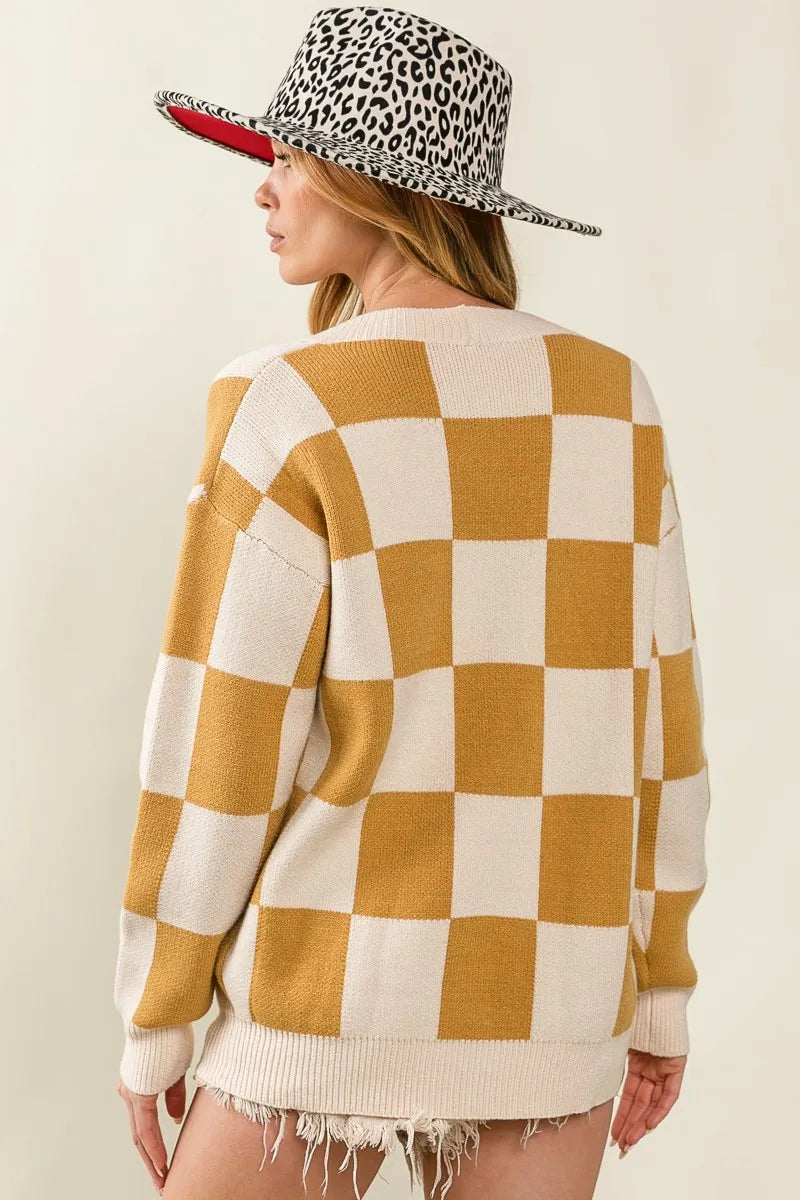 BiBi Checked V-neck Cardigan Cardigans