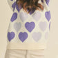 Heart Ribbed Hem Long Sleeve Sweater - DAVERRI FASHIONS