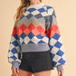 Aemi + Co Diamond Mock Neck Raglan Sleeve Sweater Sweaters