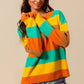 SO ME Multi Color Stripe Sweater with Ribbed Detail - DAVERRI FASHIONS