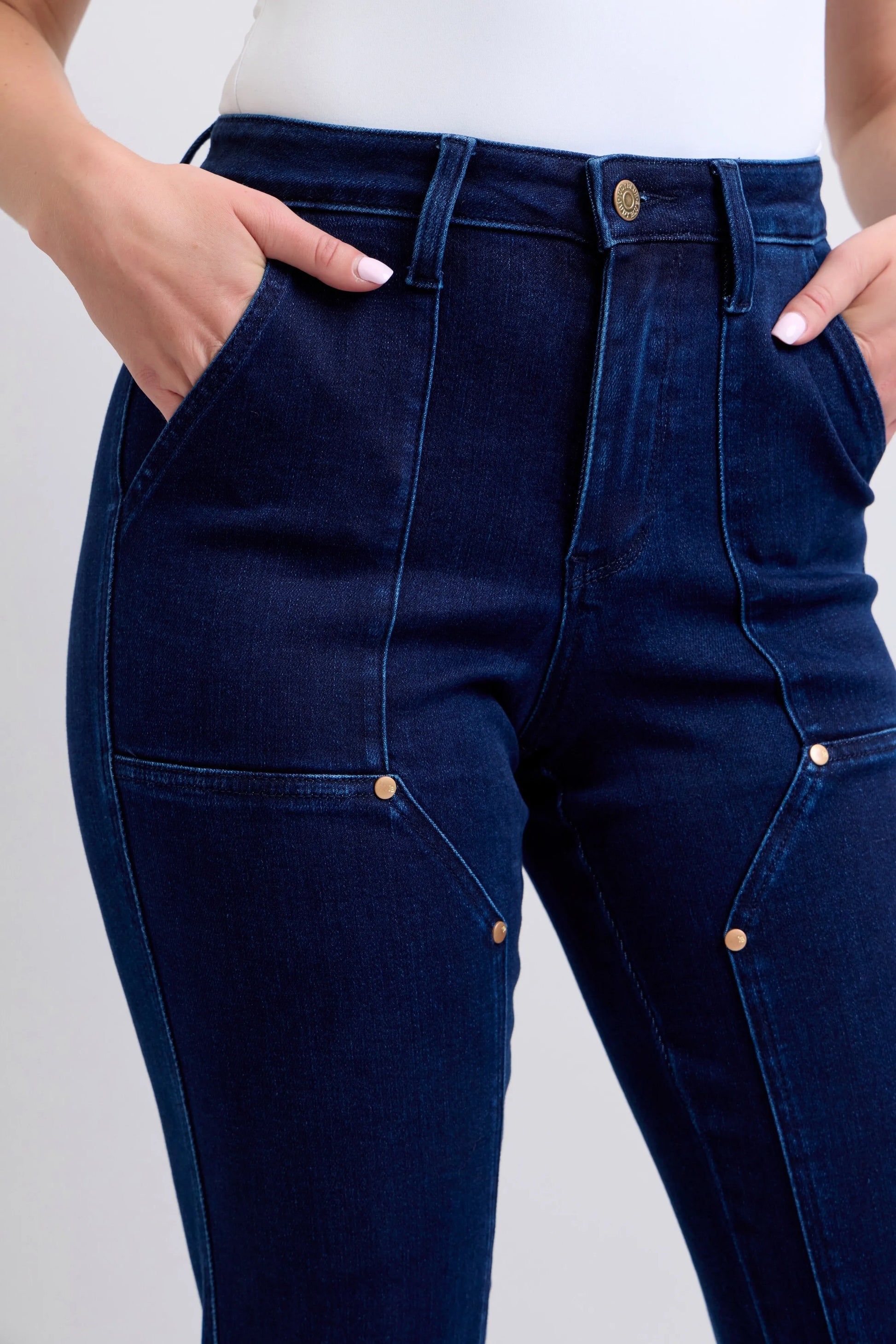 Judy Blue Full Size Hw Work Wear Knee Patch Straight Jeans Plus Size Jeans