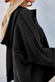 Exposed Seam Long Sleeve Hoodie | Hoodies Daverri Fashions