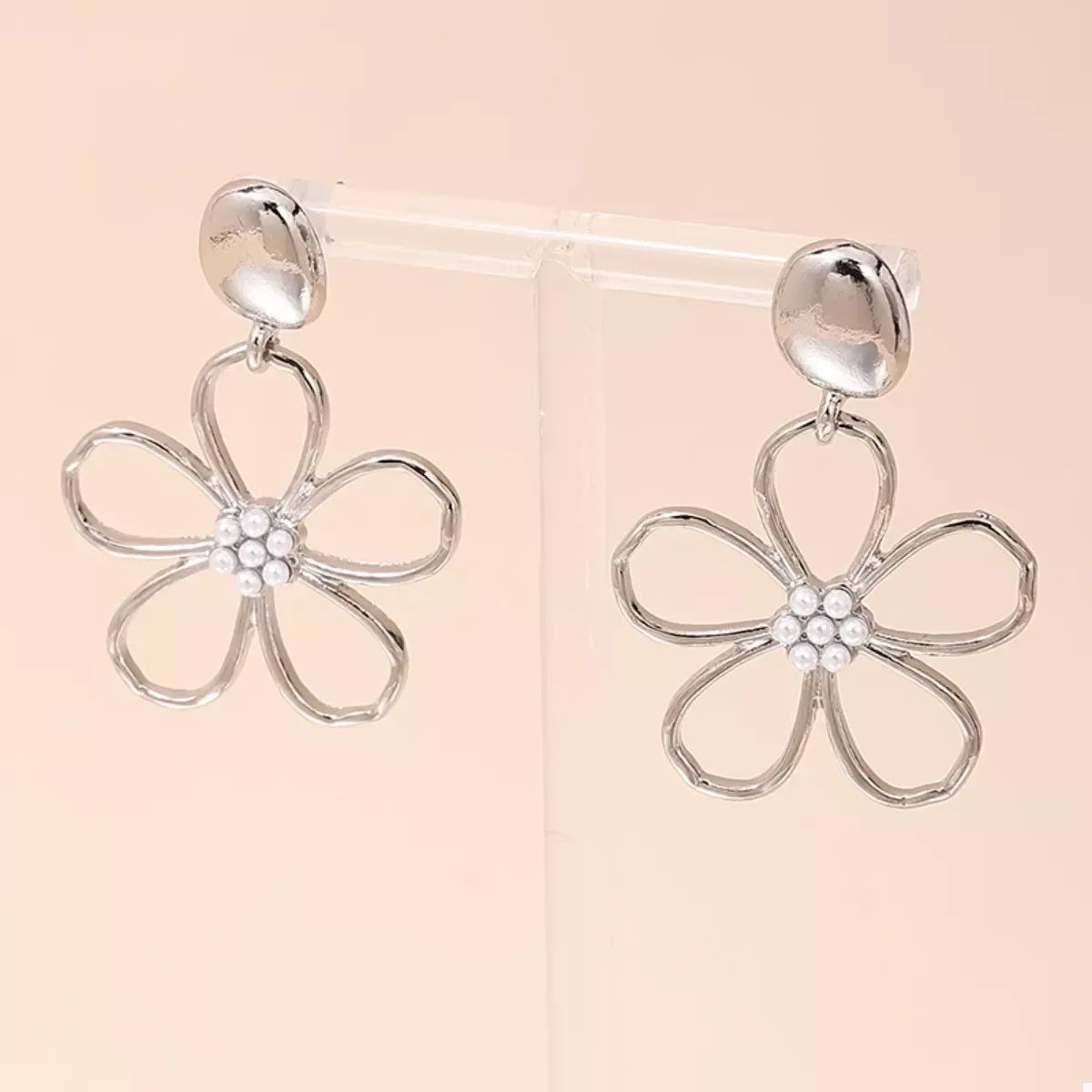 Alloy Flower Drop Earrings - DAVERRI FASHIONS