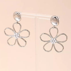 Alloy Flower Drop Earrings - DAVERRI FASHIONS