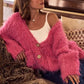 SO ME Soft Touch Hairy Loose Fit Cozy Sweater Cardigan - DAVERRI FASHIONS